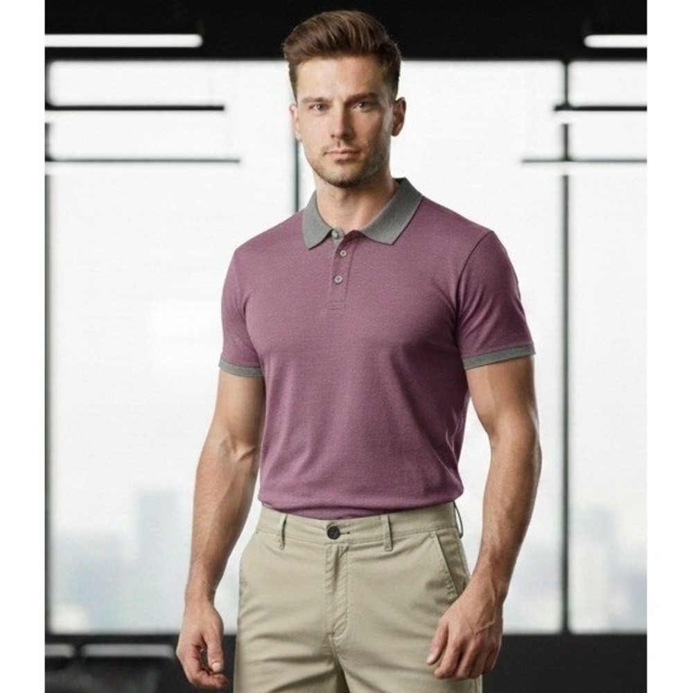 Carbon 2 Cobalt Short Sleeve Polo Shirt Men's XL Maroon Burgundy Cotton Casual